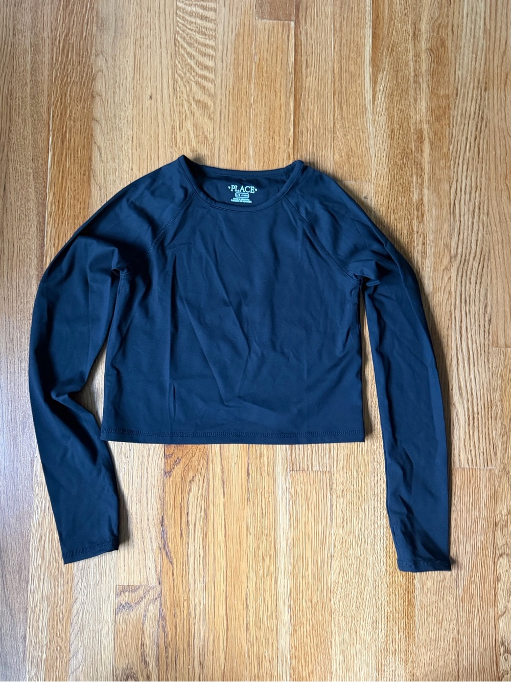 The Children's Place Girls Black Long-Sleeve Cropped Top, L (10/12)